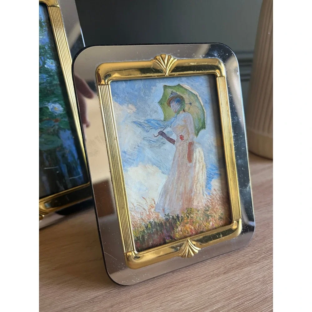 Two Vintage Picture Frames Two-Tone Silver and Gold Finish